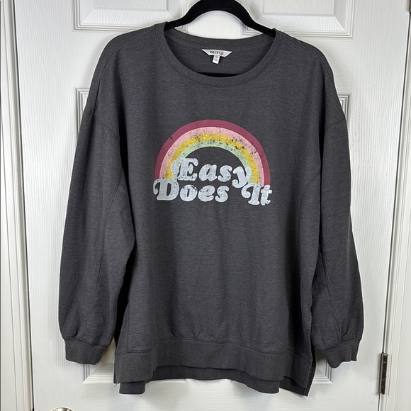 Wildfox easy does it gray crewneck sweatshirt sz xl - Picture 1 of 7
